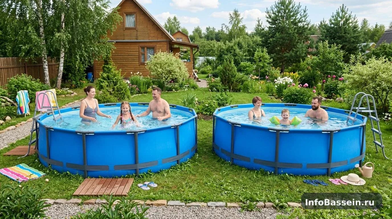 Два каркасных бассейна на участке: сравнение Intex и Bestway для дачи