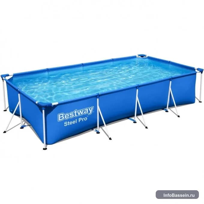Фото каркасного бассейна Bestway Steel Pro 400×211×81 см, 5 700 л артикул 56405 BW
