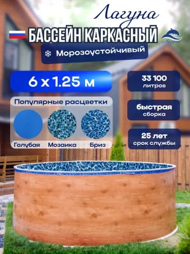 Морозостойкий бассейн Гигабасс, Круглый бассейн ЛАГУНА 6 x 1,25 м